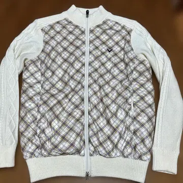 캘러웨이 체크 무늬 풀집업 자켓 화이트