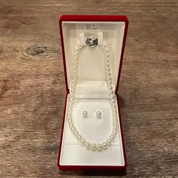 빅볼 직경 약 8mm 전후 PEARL 진주 펄 목걸이 귀걸이 세트