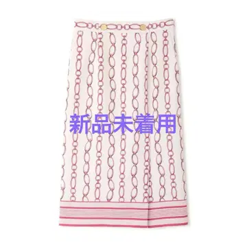 [ 미착용 새상품 ] 핑키앤다이안 체인 프린트 타이트 스커트