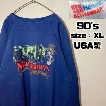 90s Hanes 헤인즈 맨투맨 래글런 USA 네이비 컬러 XL