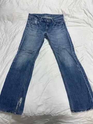 플레어 디자인 데님 청바지 파랑
