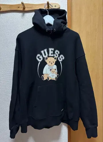 GUESS 곰 프린트 블랙 후드티 후디 guess jeans