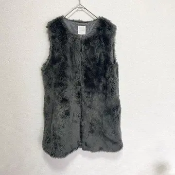 [ 고품질 ] LOWRYS FARM 인조 모피 베스트 그레이 M 사이즈