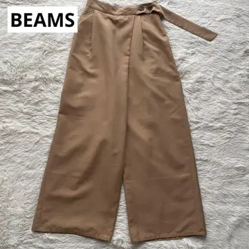 [ 택 포함 새상품 ] BEAMS 빔즈 아지메 턱 와이드 팬츠 S 베이지