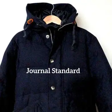 Journal Standard 후드 부착 다운 자켓 울 네이비