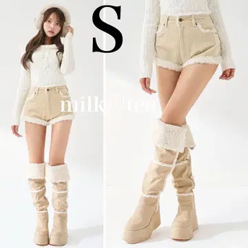 택 포함 새상품 다리치 포인트 보아 코듀로이 숏팬츠 블랙 S