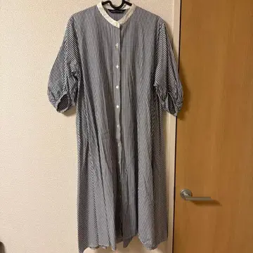 미즈이로 인디 스트라이프 롱 셔츠 원피스