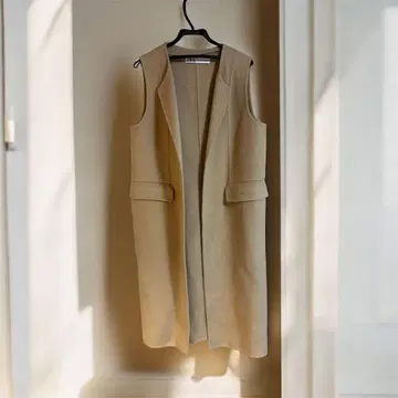 ZARA 베이지 울 블렌드 롱 베스트 롱 베스트 M-L M L