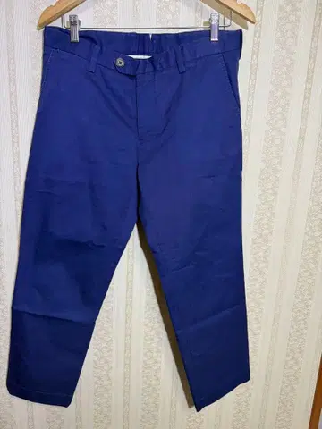 BEAMS LIGHTS 블루 코튼 치노 팬츠 남성용 L