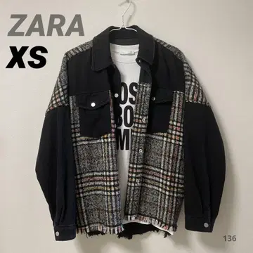 ZARA 자라 체크 울 자켓 블랙 오렌지 여성용
