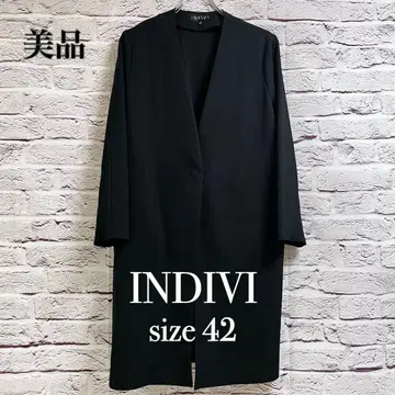 새상품급 워셔블 INDIVI 노카라 롱 코트 자켓 빅 사이즈 42