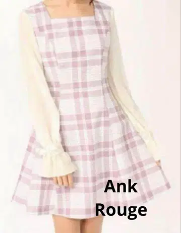 앙크루즈 원피스 체크 핑크