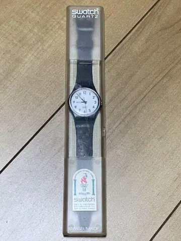 레어! 미사용 Swatch Atlanta 1996 블랙 아날로그 손목시계