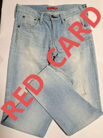RED CARD 라이트 블루 데미지 가공 스트레이트 데님 24인치