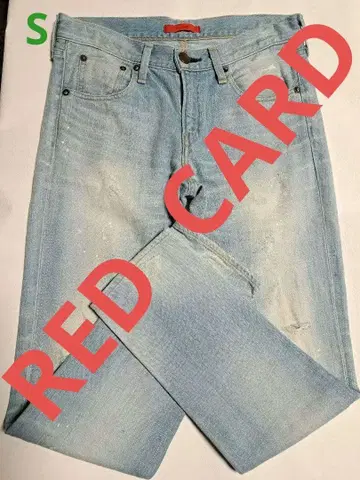 RED CARD 라이트 블루 데미지 가공 스트레이트 데님 24인치