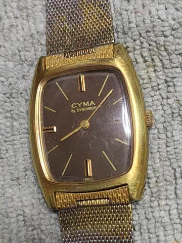 CYMA 작동 수동 와인딩 시계 브라운 다이얼