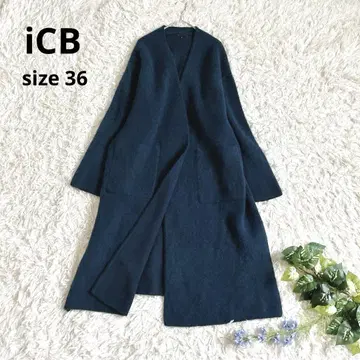 새상품급 ICB 롱 가운 가디건 라쿤 샤기 니트 네이비