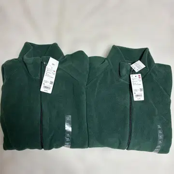 유니클로 플리스 풀집 자켓 2개 세트 다크 그린 XL