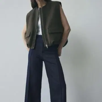 [ ZARA ] ZW 컬렉션 울 혼방 볼륨 베스트 XS~S 올리브