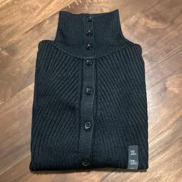UNIQLOU 메리노 블렌드 하이넥 가디건 XL 블랙