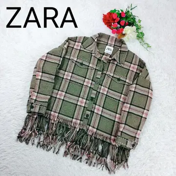[ 새상품급 ] 자라 셔츠 자켓 울 블렌드 프린지 스터드 ZARA