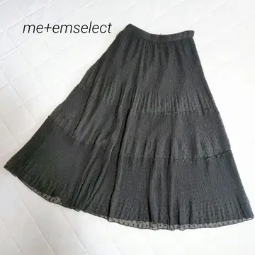 me+emselect 튤 티어드 롱 스커트 도트 무늬 블랙