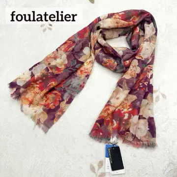 택 포함 새상품 foulatelier 플라트리에 울 100% 꽃무늬 스톨