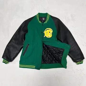 빅 사이즈 XL CRIMIE 클라이미 소매 가죽 절개 바시티 자켓