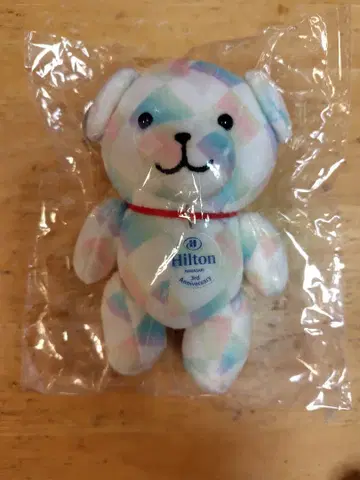 [새상품] Hilton nagasaki 3주년 체크 무늬 곰 봉제 인형