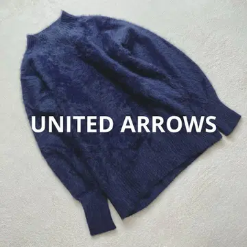 UNITED ARROWS 폭스/캐시미어 하이넥 니트 네이비 F 새상품급