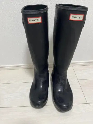 HUNTER 블랙 롱 부츠 버클 포함 38