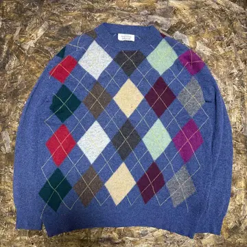 이탈리아제 아가일 무늬 니트 스웨터 파란색 계열