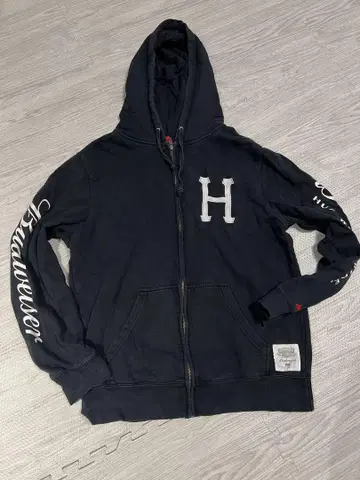 Budweiser HUF 콜라보 풀 집업 후드티 블랙