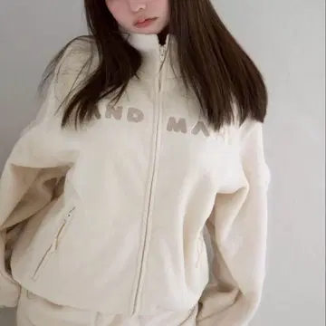 andmary Mary logo fleece jacket Ivory