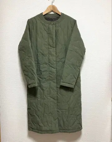 카키 퀼팅 자켓 롱 기장 보아 아우터 여성용