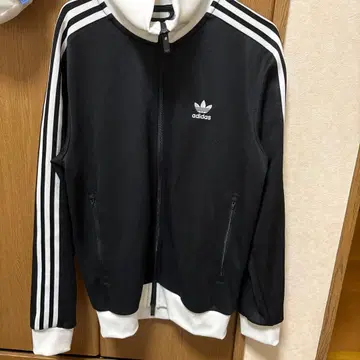 adidas 집업 저지 M 블랙/화이트