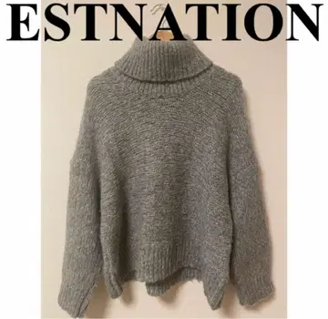 ESTNATION 그레이 터틀넥 니트