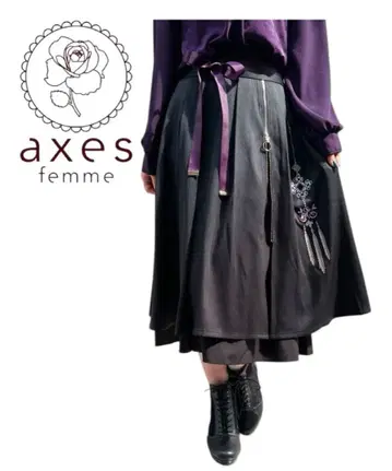 axes femme 차이나 자수 지퍼 스커트 택 포함 미사용 새상품 리본