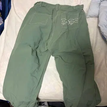 올리브 그린 워크 팬츠 9090 로고