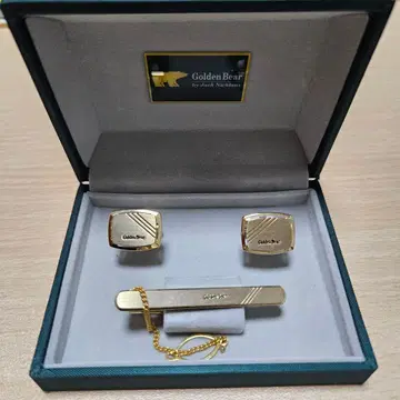 Golden Bear 커프스 단추 넥타이핀 세트