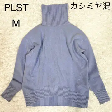 플라스테 PLST 터틀넥 니트 스웨터 캐시미어 혼방 M 스카이블루