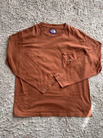THE NORTH FACE 퍼플 라벨 브라운 긴팔 티셔츠 XL