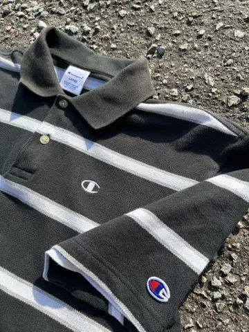 00s Champion 보더 피케 셔츠 MADE IN USA