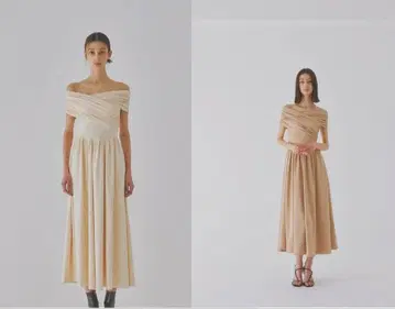 maison celon 크로스 숄더 개더 드레스