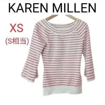 [ 새상품급 ] KAREN MILLEN 보더 니트 XS 보트넥 7부 소매