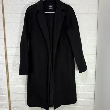 ZARA 블랙 울 혼방 롱 코트 사이즈 S 버튼 없는 겉옷 코트