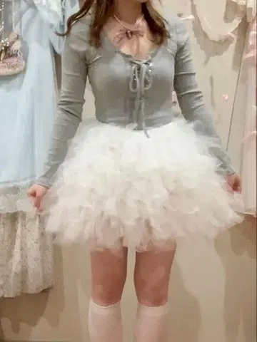 화이트 파니에 레이스 프릴 프리 사이즈