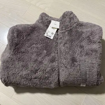 UNIQLO 퍼 리프 플리스 풀 지퍼 자켓 XL 브라운