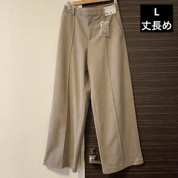 유니클로 브러쉬드 저지 와이드 팬츠 긴 길이 베이지 L