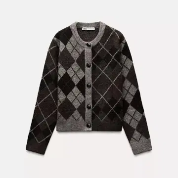 ZARA 아가일 무늬 니트 가디건